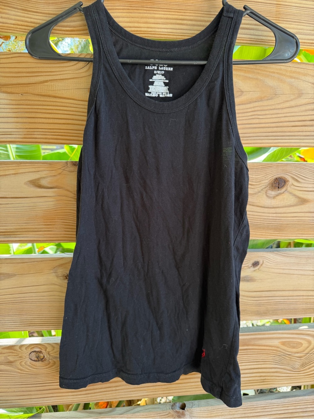 Ralph Lauren Black Cotton Ribbed Tank Top